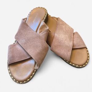 Maurices Women's Suede Crisscross Slide Sandals in Dusty Rose